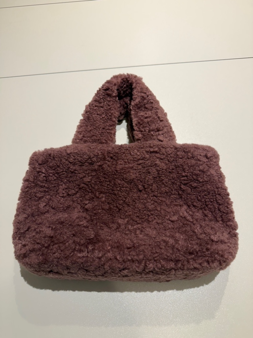 Anthropologie Plush Faux-Shearling Tote Bag in Chocolate Brown